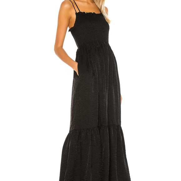 Line & Dot Blaque Ruched Maxi Dress in Black - Picture 2 of 9